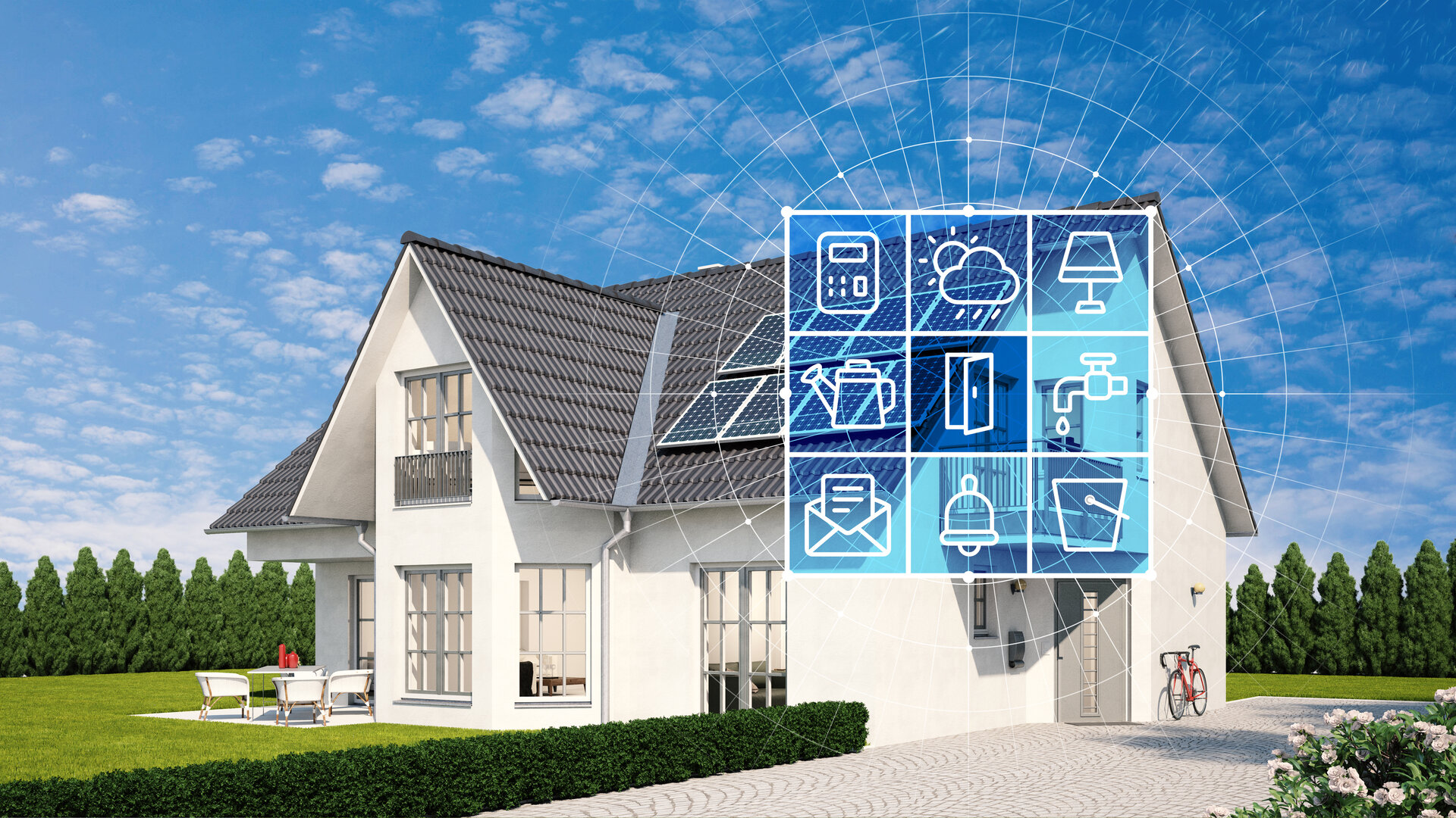 Haus und Garten mit Smart Home Technologie