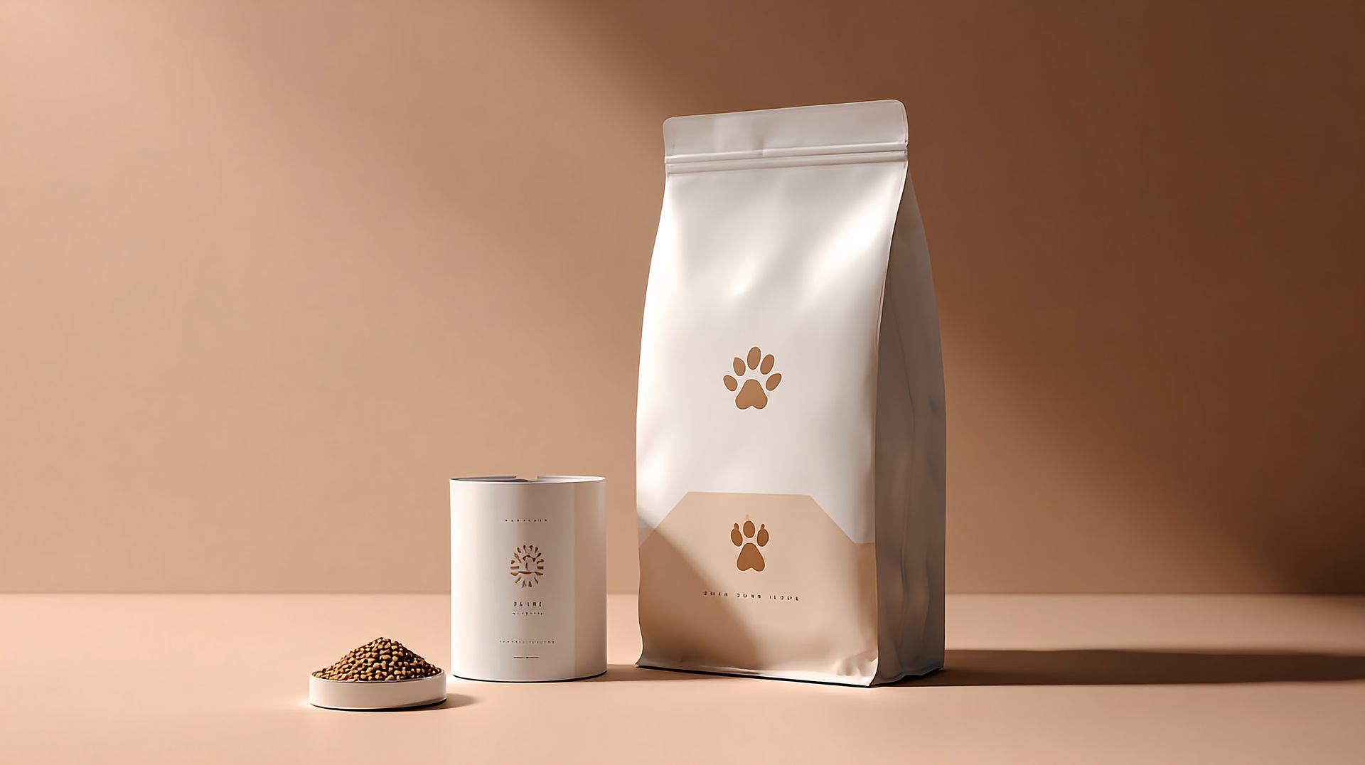 Hochwertige Tiernahrungsverpackung mit Pfotendesign | Etiketten